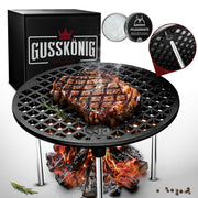 Eingebrannter Grillrost 20cm mit Beinen – inkl. Pflegepaste + Rezeptbuch + Gebrauchsanweisung