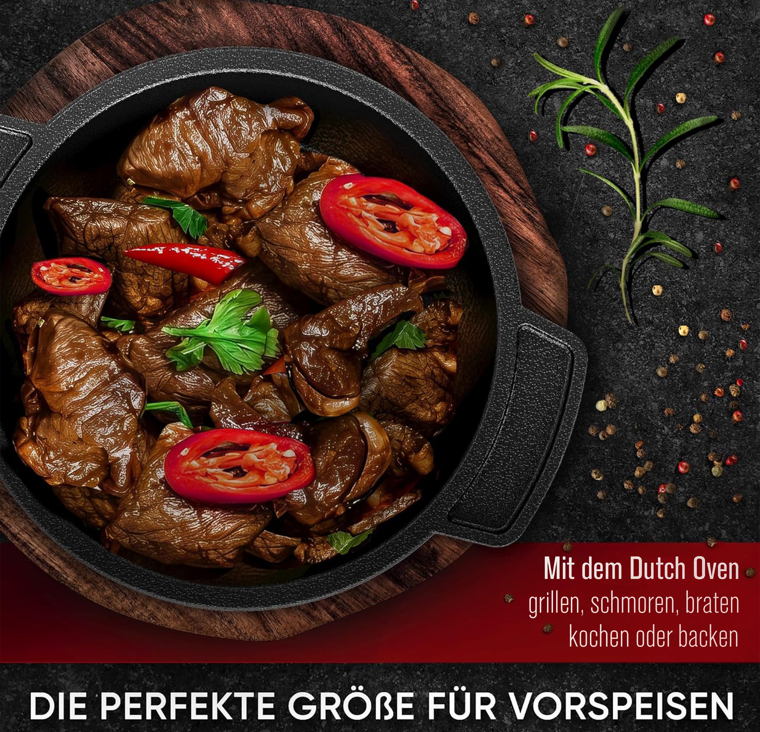 Eingebrannter 6× 300ml Mini Dutch Oven Set – inkl. Pflegepaste + Rezeptbuch + Gebrauchsanweisung