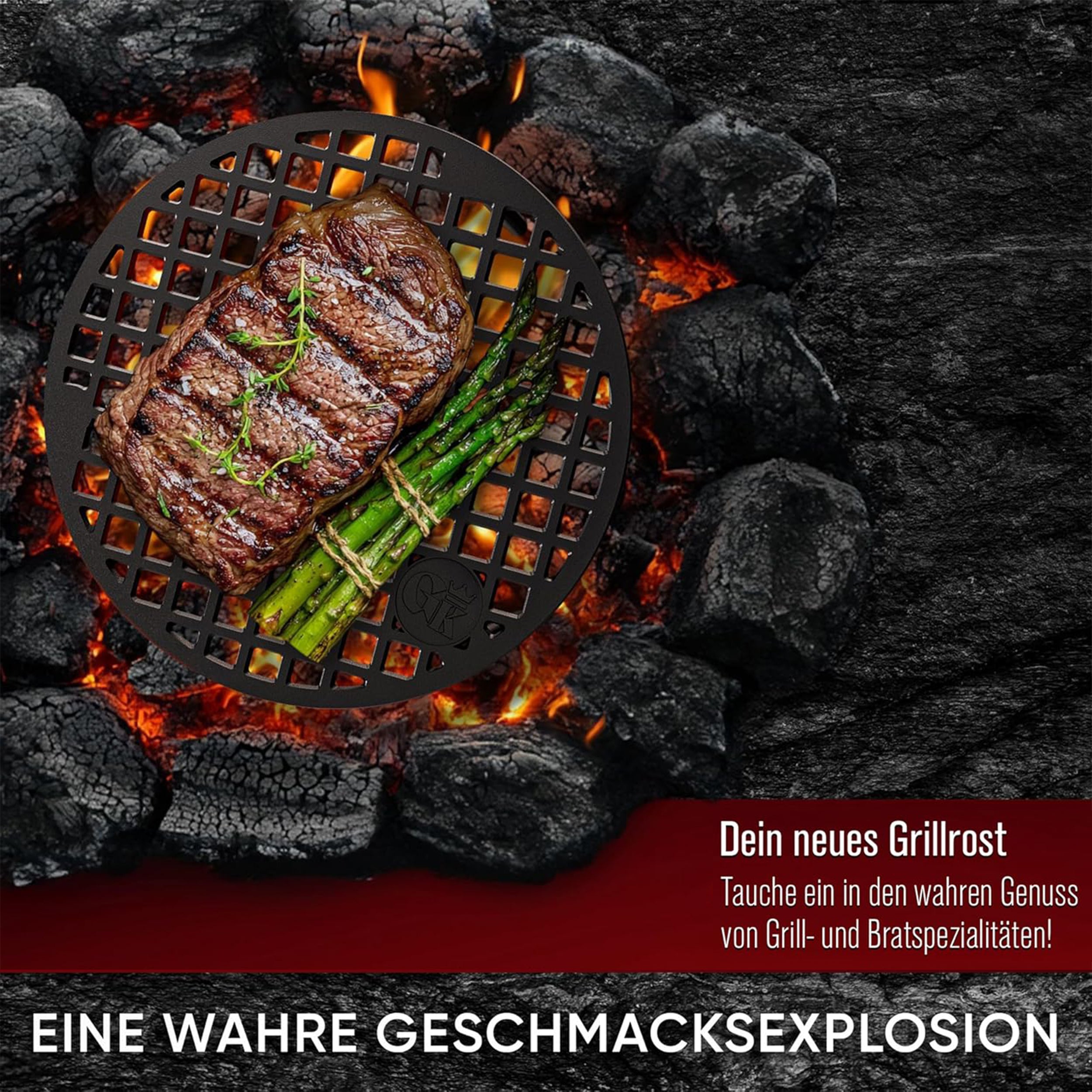 Eingebrannter Grillrost 20cm mit Beinen – inkl. Pflegepaste + Rezeptbuch + Gebrauchsanweisung