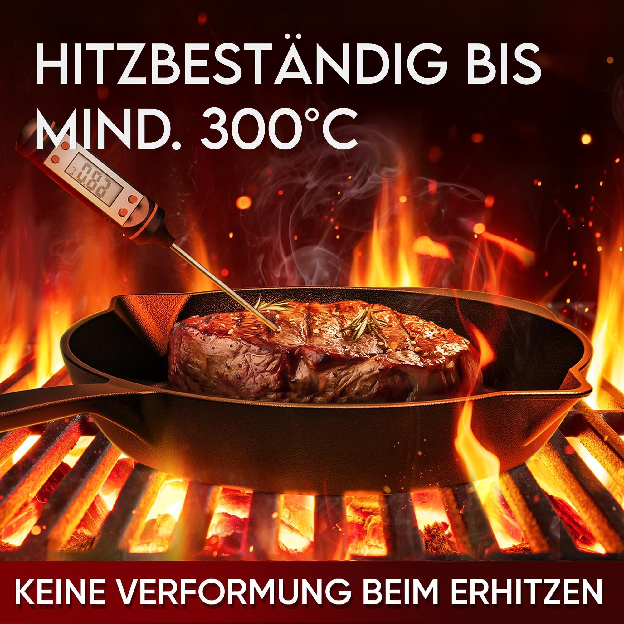 Eingebrannte Gusseisenpfanne 26cm – inkl. Ringreinige + Pflegepaste + Griffschutz aus echtem Leder + Rezeptbuch + Gebrauchsanweisung