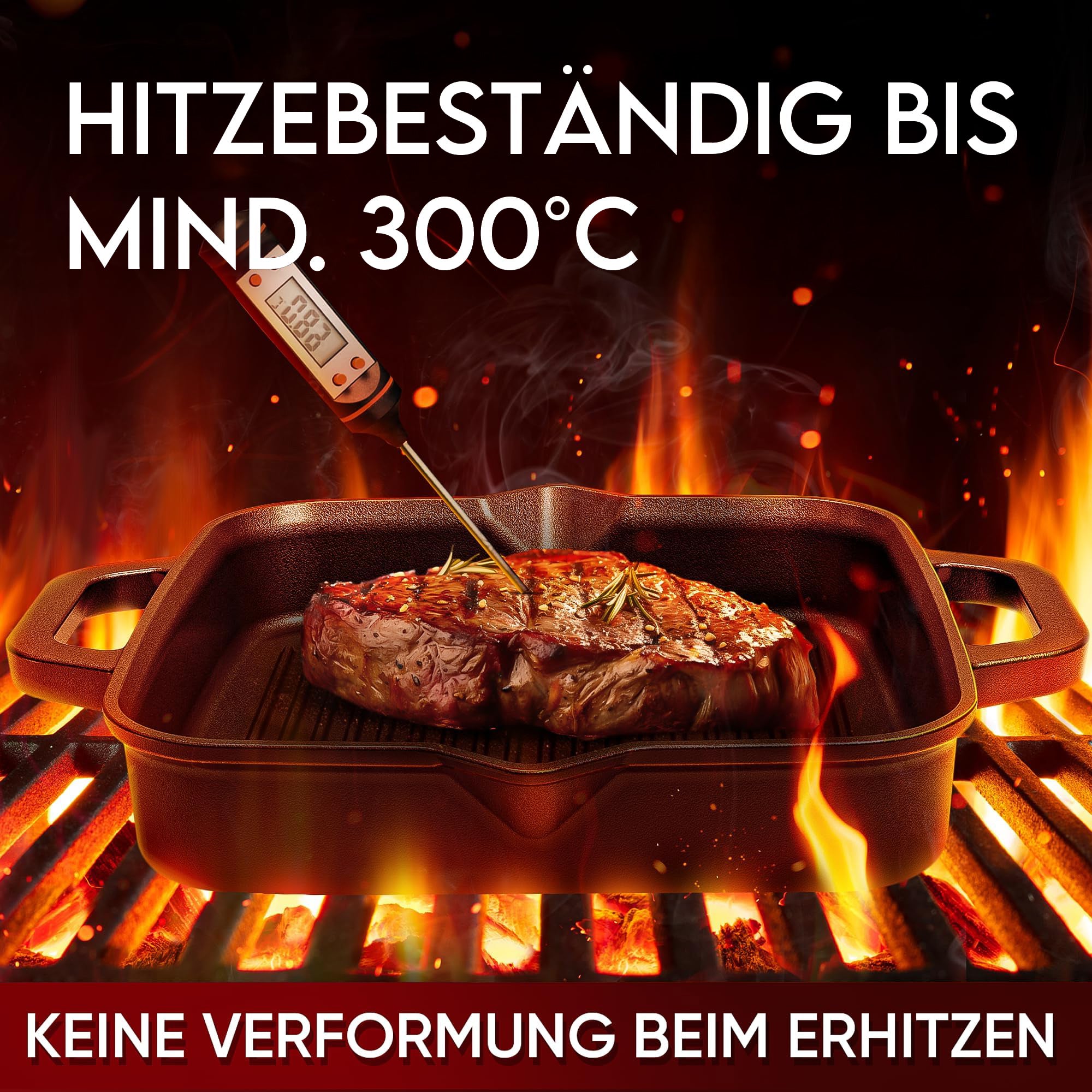 Eingebrannte Grillpfanne 26cm – inkl. Pflegepaste + Ringreiniger + Rezeptbuch + Gebrauchsanweisung