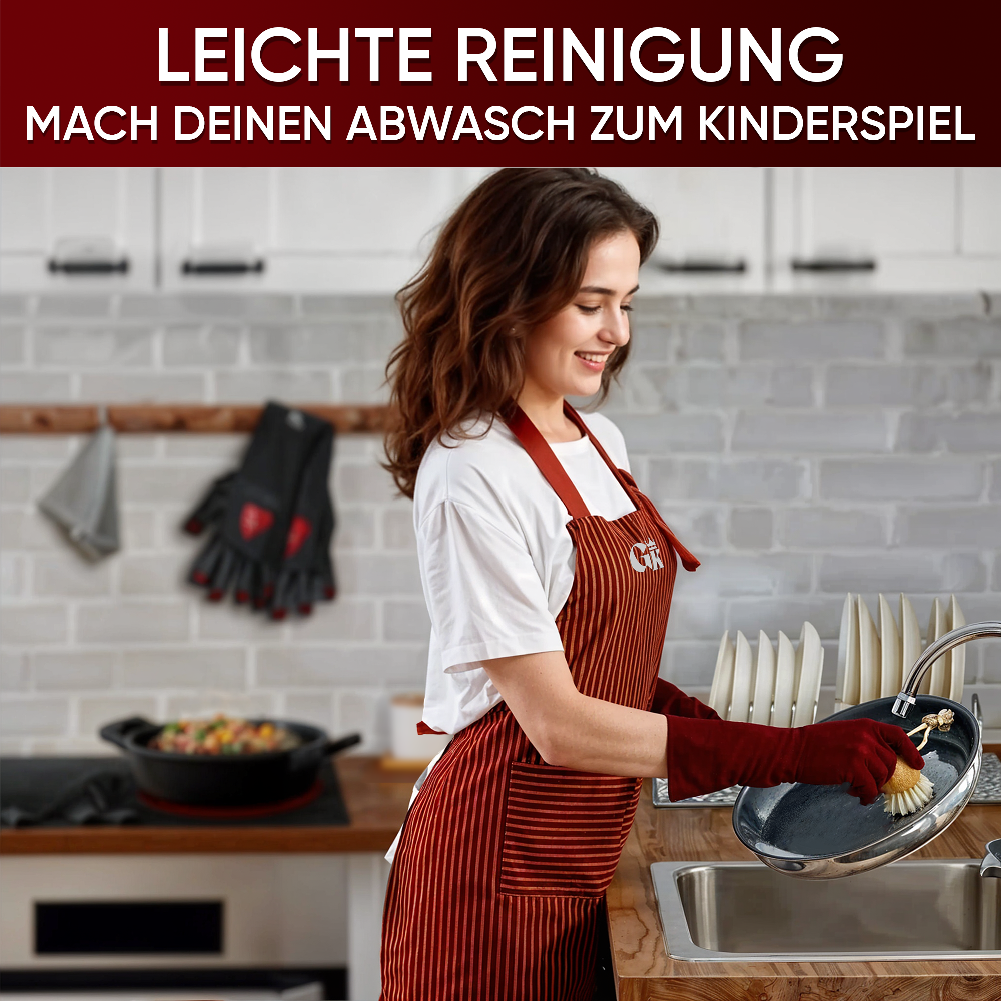 GUSSKÖNIG Holz-Spülbürste mit natürlichen Sisalborsten – schonende Bürste für Gusseisen, Töpfe & Pfannen