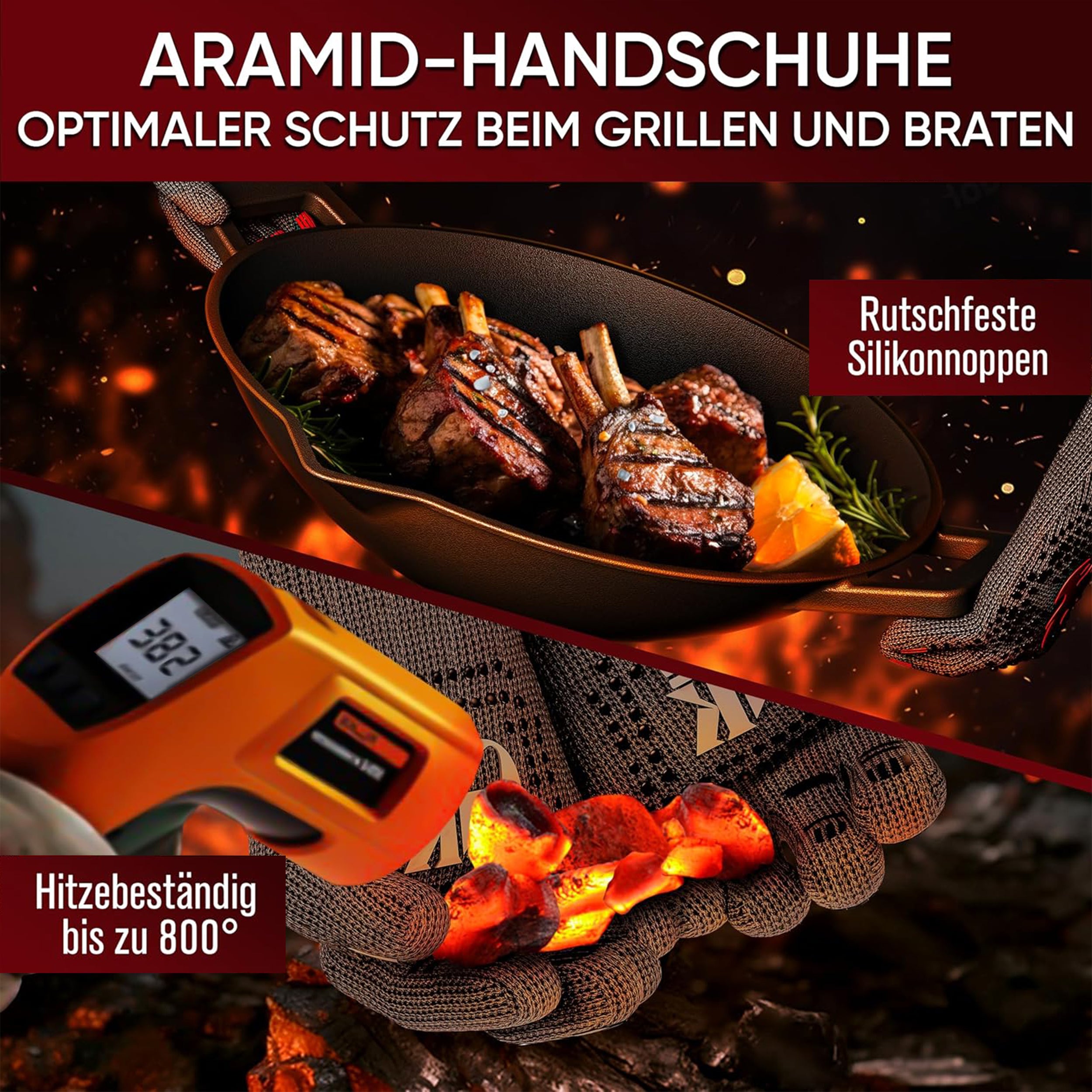 Eingebrannte Wok Pfanne 36cm –  inkl. Pflegepaste + Ringreiniger + Grillhandschuhe + Rezeptbuch + Gebrauchsanweisung